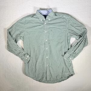 Tommy Hilfiger Men’s Button Down Long Sleeve Green Gingham Size Medium Oxford